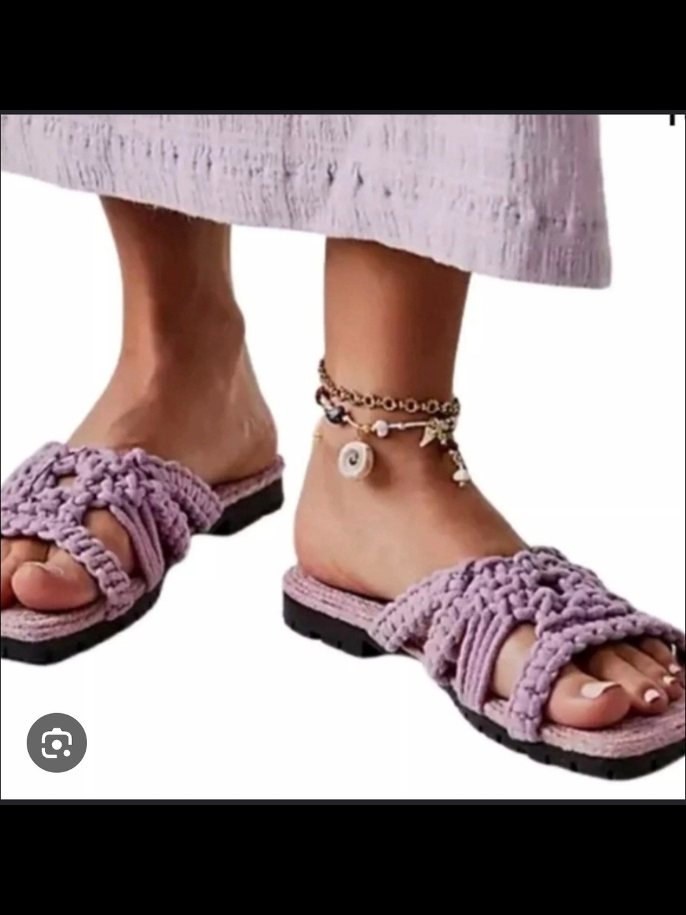 Free People Sandri Macrame Lavender Braided Slide Sandals - Women Size 9
